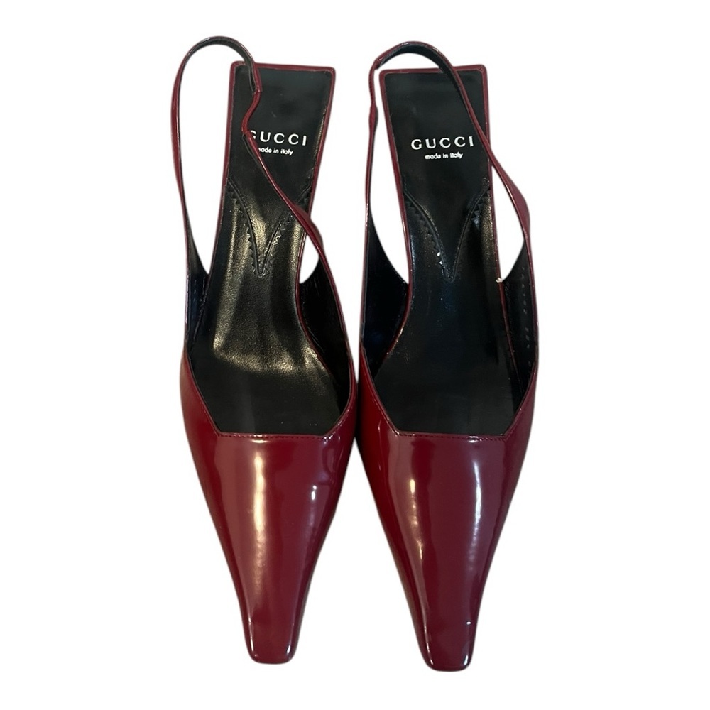 $950 Gucci -Mallory 55 Patent leather Slingback Pumps Size Women's 38.5 - Picture 4 of 15